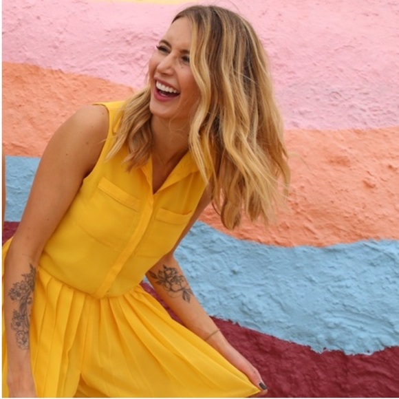 Dolce Vita Yellow Pleated Romper, xs. - Picture 1 of 10